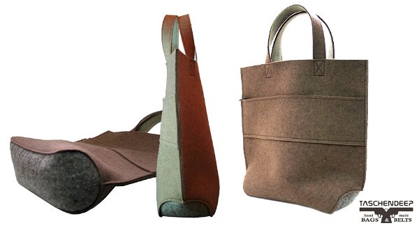 015_CARRY Shopper_Wollfilz Kaki_Leder_3seiten